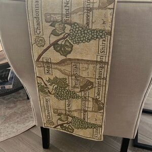 Wine bottle brocade table runner grapes 14 x 72” lined